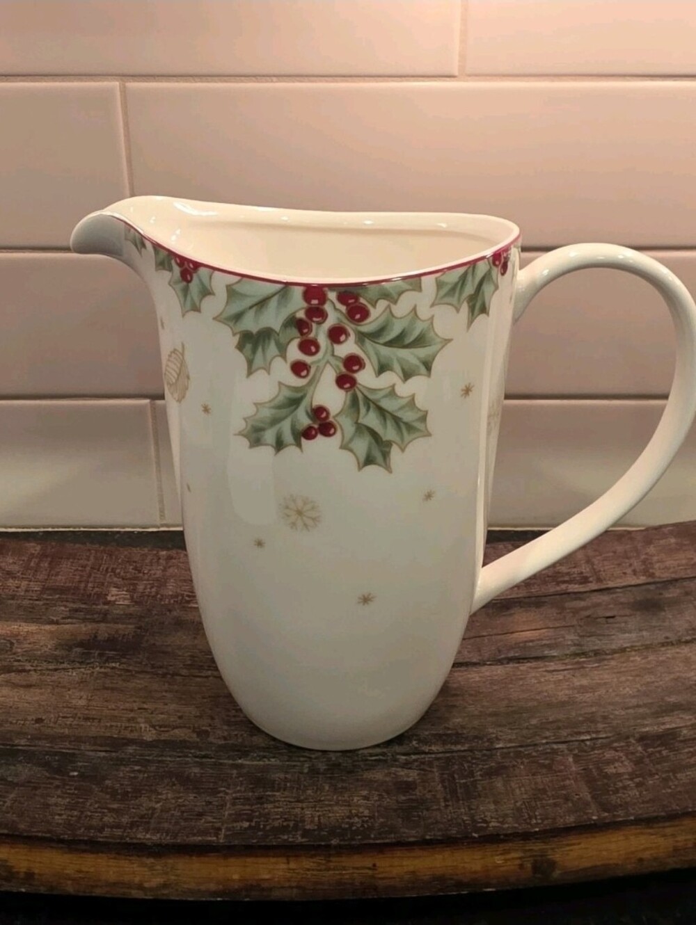 Lenox Treasured Traditions Holly 64 Ounce Pitcher